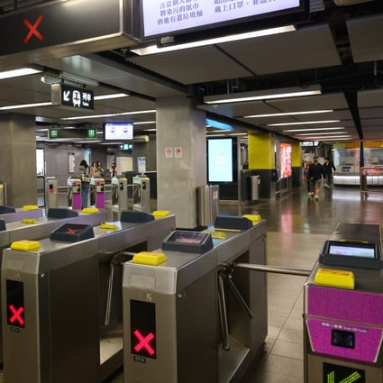 Idle turnstiles in a deserted station on a Sunday in Tsim Sha Tsui, in what used to be one of Hong Kong’s busiest transport terminals, on 13 February 2022. Photo: Dickson Lee