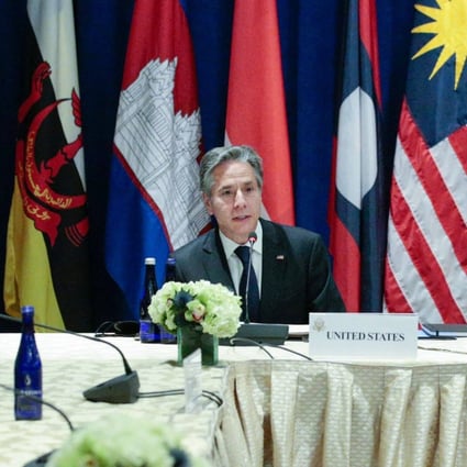 US Secretary of State Antony Blinken (left) sits with Indonesian Foreign Minister Retno Marsudi during a meeting with Asean foreign ministers on September 23, on the sidelines of the 76th UN General Assembly in New York. Southeast Asia and Asean play a large role in the recently released US Indo-Pacific Strategy. Photo: AFP