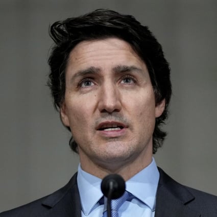 Canadian Prime Minister Justin Trudeau speaks during a press conference on Tuesday. Photo: Canadian Press via dpa