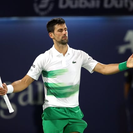 Novak Djokovic during his quarter final match against Jiri Vesely of the Czech Republic in Dubai. Photo: EPA-EFE