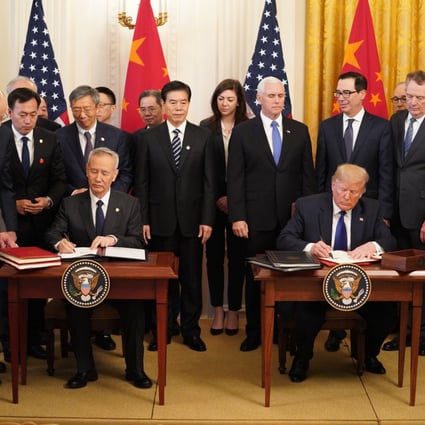 The phase-one trade deal was formally signed on January 15, 2020, by Trump and Chinese Vice-Premier Liu He, with its provisions taking effect one month later. Photo: Xinhua