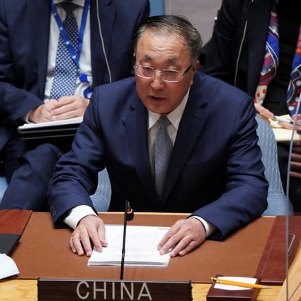 China’s ambassador to the UN Zhang Jun speaks at an emergency Security Council assembly over Russia’s invasion of Ukraine. Photo: Ukraine