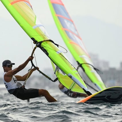 Hong Kong’s Chun Leung Michael Cheng competes in the men’s windsurfer RS:X race during the Tokyo 2020 Olympic Games. Photo: AFP