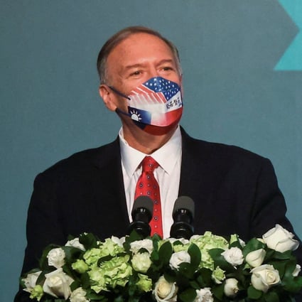 Former US secretary of state Mike Pompeo gives a speech in Taipei on Friday. Photo: Reuters
