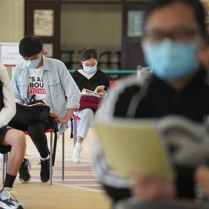 Students revise for their DSE exam at a school in San Po Kong, Hong Kong, on April 27, 2021. Hong Kong’s annual university entrance exams will kick off on April 22 as scheduled, but the exam period will be compressed to three weeks. Photo: Winson Wong