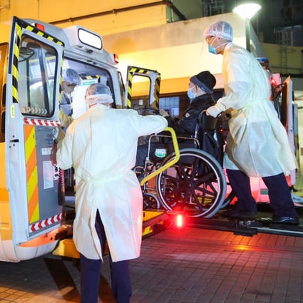An elderly resident is evacuated from a local nursing home earlier this year after a coronavirus case was reported at the facility. Photo: Edmond So