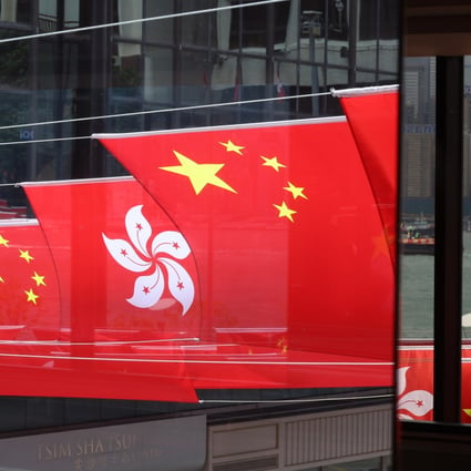 China’s National flag and Hong Kong Special Administrative Region’s flag in East Tsim Sha Tsui, Hong Kong. Photo: May Tse