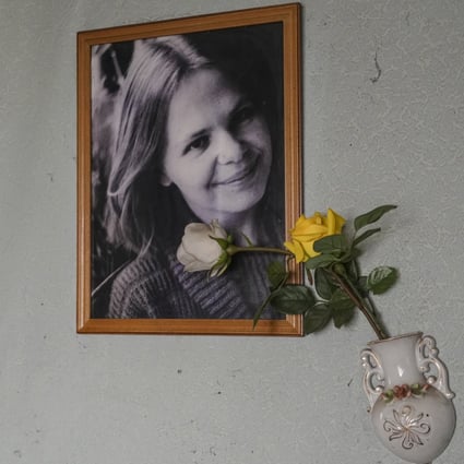A photograph of 81-year-old Pjotr Vyerko’s wife, Lidya, who died from skin cancer believed to be caused by the 1986 Chernobyl nuclear disaster, on the wall of his home near Kyiv last week. Photo: AP