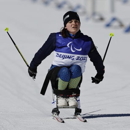Anastasiia Laletina of Ukraine in action during the Para Biathlon - Women’s Sprint Sitting. Photo: Reuters