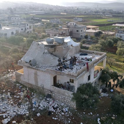 An aerial view of the house in which Islamic State leader Abu Ibrahim al-Hashimi al-Qurayshi died during a raid by US special forces in Syria in February. Photo: AFP