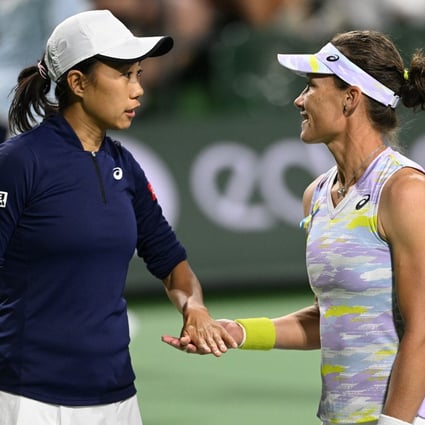 Zhang Shuai of China and women’s doubles partner Samantha Stosur of Australia after the BNP Paribas Open round of 32 at the Indian Wells Tennis Garden. Photo: USA Today   