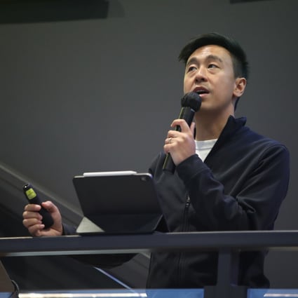 Gary Liu, chief executive of the South China Morning Post, speaks during a Town Hall meeting at the newspaper’s Times Square headquarters in Causeway Bay on October 22, 2021. Photo: Edmond So