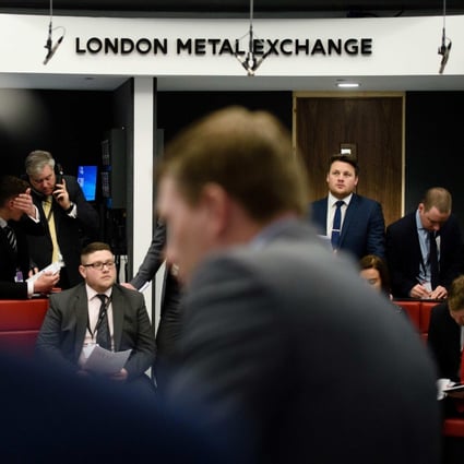 Traders operating in the Ring, the open trading floor of the new London Metal Exchange (LME) on February 18, 2016. Photo: AFP