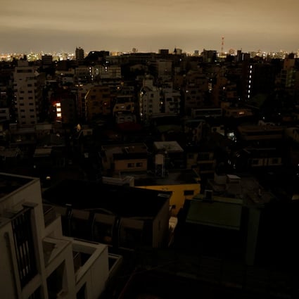 Houses and buildings are seen after a blackout hit Toshima ward in Tokyo following Wednesday’s earthquake. Photo: Reuters