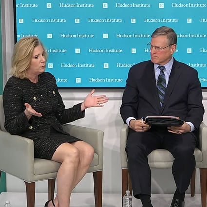 Christine Wormuth, Secretary of the US Army, and James McConville, Army chief of staff, interviewed by Patrick Cronin, senior fellow at the Hudson Institute, on Tuesday. Photo: YouTube