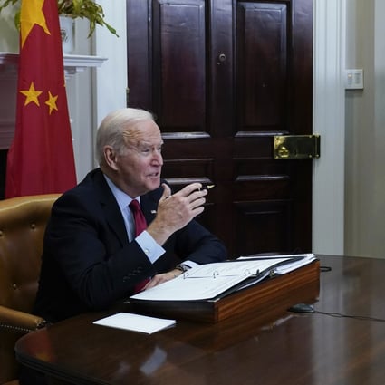 US President Joe Biden in a virtual meeting with China’s Xi Jinping on November 15 last year. Photo: AP