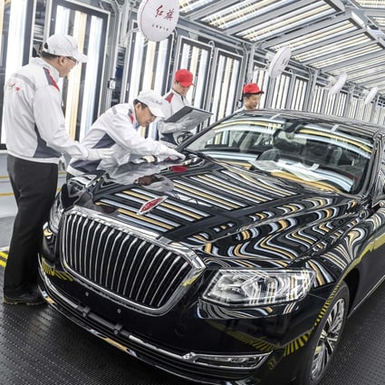 FAW’s Red Flag limousines are inspected at its assembly line in Changchun, in this file photo from April 2019. Photo: Xinhua
