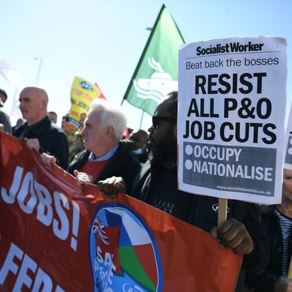 P&O Ferries staff protest in Dover, UK on March 18. Photo: EPA-EFE