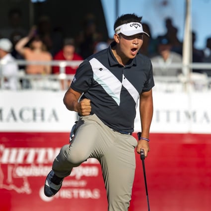 Carl Yuan celebrates winning the Chitimacha Louisiana Open. Photo: AP