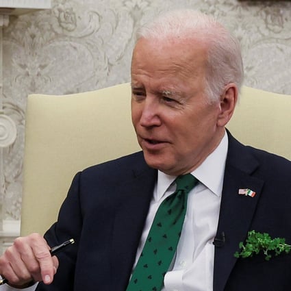 US President Joe Biden in the Oval Office at the White House in Washington on March 17. Photo: Reuters