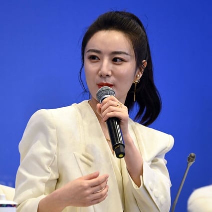E-commerce livesreamer Huang Wei, also known as Viya, speaks during the Boao Forum for Asia in south China’s Hainan province, in April 2021. Photo: AFP