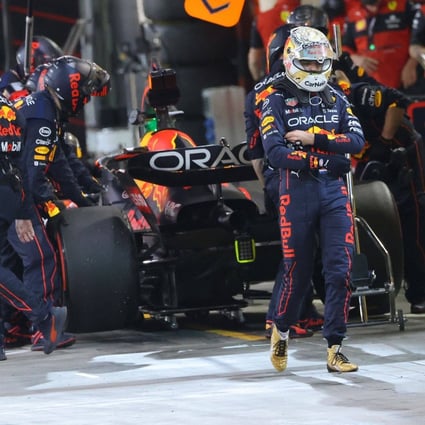 Red Bull’s Max Verstappen walks away from his car after failing to finish at the  Bahrain Grand Prix. Photo: AFP