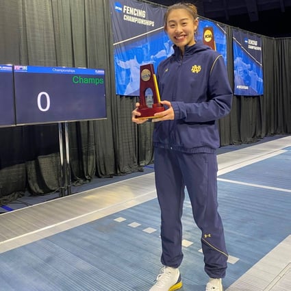 Kaylin Hsieh with her NCAA title after winning in the women’s epee final. Photo: Handout