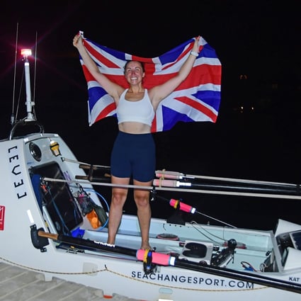 Victoria Evans sets the women’s world record for rowing across the Atlantic. Photo: Sandy Pitt, BTMI