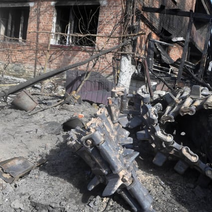View of the Russian military equipment destroyed during an anti-tank attack in one of the villages near Chernihiv, Ukraine. The photo was taken hours after Moscow claimed it would ease military operations in the area. Photo: EPA-EFE