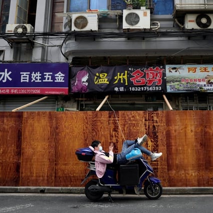 A barricade in front of a sealed-off area, following the latest coronavirus outbreak in Shanghai. Photo: Reuters