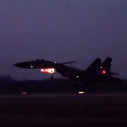 Video footage shows the Chinese military during a night drill. Photo: CCTV