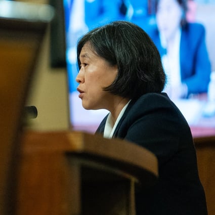 Katherine Tai, the US trade representative, speaking at a House Ways and Means Committee hearing in Washington on Wednesday. Photo: Bloomberg