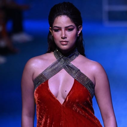 Harnaaz Sandhu, Miss Universe 2021, during a fashion show in New Delhi on March 26. Online trolls criticised her appearance. Photo: AFP