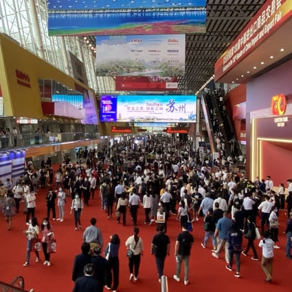 The twice-annual China Import and Export Fair, aka Canton Fair, drew a crowd during the last event in October. But this month it will be online only. Photo: Handout