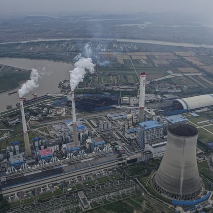 An aerial view of a coal-fired power plant in Hanchuan, Hubei province, on October 13, 2021. Photo: Getty Images