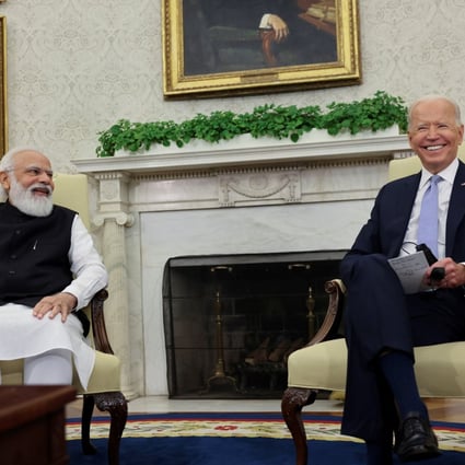 US President Joe Biden and India’s Prime Minister Narendra Modi at the White House in Washington, US in 2021. Biden and Modi will hold virtual talks on April 11. Photo: Reuters