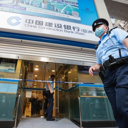 The robbery took place at China Construction Bank (Asia) on Nathan Road in Yau Ma Tei. Photo: May Tse