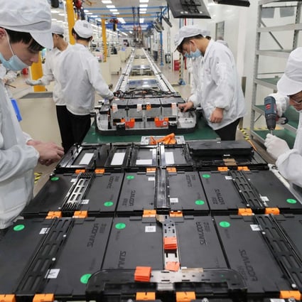 A lithium battery factory in China’s eastern Jiangsu province. Photo: AFP