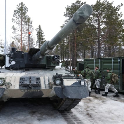 Finnish soldiers next to a tank in March during a military exercise in Norway gathering around 30,000 troops from Nato member countries, plus Finland and Sweden, amid Russia’s invasion of Ukraine. Photo: Reuters