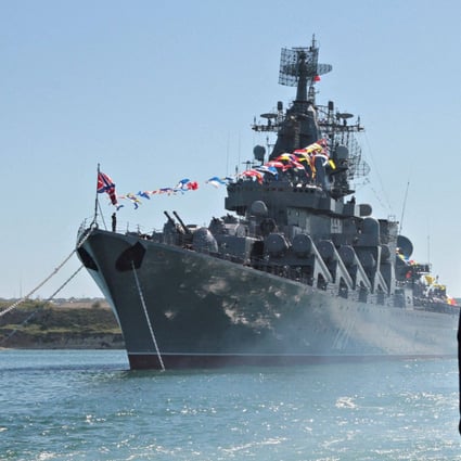 Russia’s Moskva warship moored in the Ukrainian Black Sea port of Sevastopol. File photo: Reuters