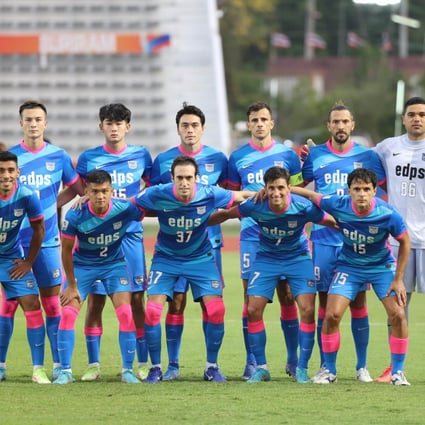 The Kitchee starting team before the AFC Champions League group game against Chiangmai United at the Buriram City Stadium in Thailand. Photo: Kitchee