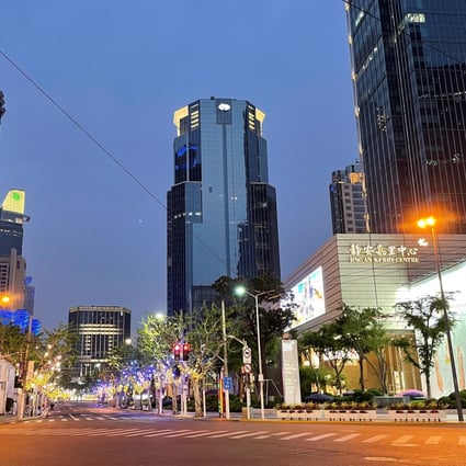 Ornamental lights decorate an empty street during lockdown in Shanghai on April 20. The Chinese government’s insistence on a “zero-tolerance” approach to Covid-19 is weighing on the economy as well as global sentiment. Photo: Reuters
