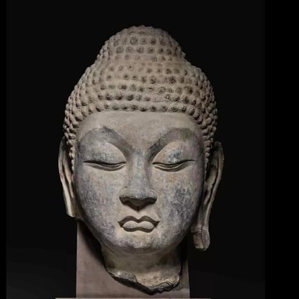 This statue of a Buddha head caused controversy in 2018 when it was removed from Sotheby’s New York autumn auction because it looked similar to a precious statue stolen from China’s Longmen Grottos in Henan province. Photo: Twitter