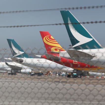 Cathay Pacific planes parked at Hong Kong International Airport on March 9. Photo: Yik Yeung -man