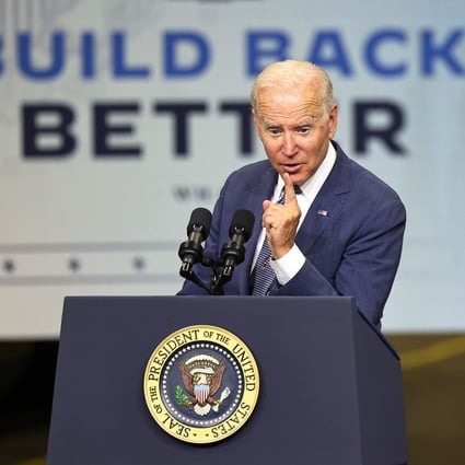 US President Joe Biden gives a speech on his Build Back Better Agenda at the NJ Transit Meadowlands Maintenance Complex in Kearny, New Jersey, on October 25, 2021. Photo: TNS