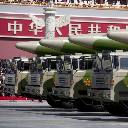Nuclear-capable DF-26 ballistic missiles in a parade in Beijing. Photo: Reuters 