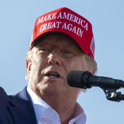 Former US president Donald Trump speaks during a rally in Greenwood, Nebraska, on Sunday. Photo: Lincoln Journal Star via AP