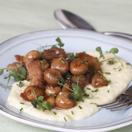 Pan-fried sweetbreads with mushrooms and polenta. Photo: Jonathan Wong