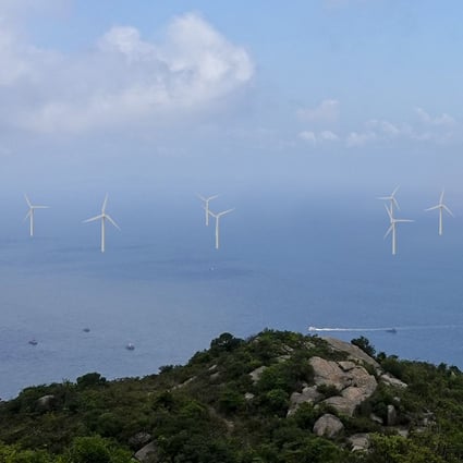A mock-up of HK Electric’s plan to build a 600-hectare wind farm off Lamma Island. Photo: Handout