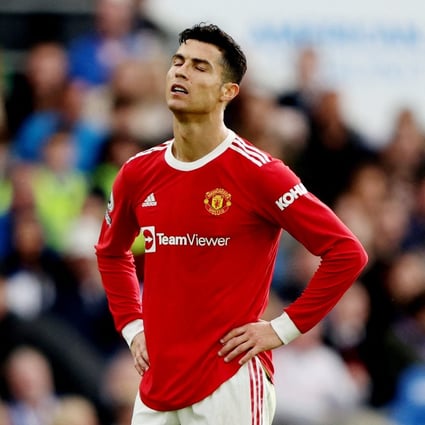 Manchester United’s Cristiano Ronaldo reacts during their 4-0 defeat by Brighton. Photo: Reuters